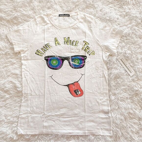 Prince Peter Collection White Have a Nice Trip Graphic Short Sleeve T Shirt SZ S - Picture 1 of 8
